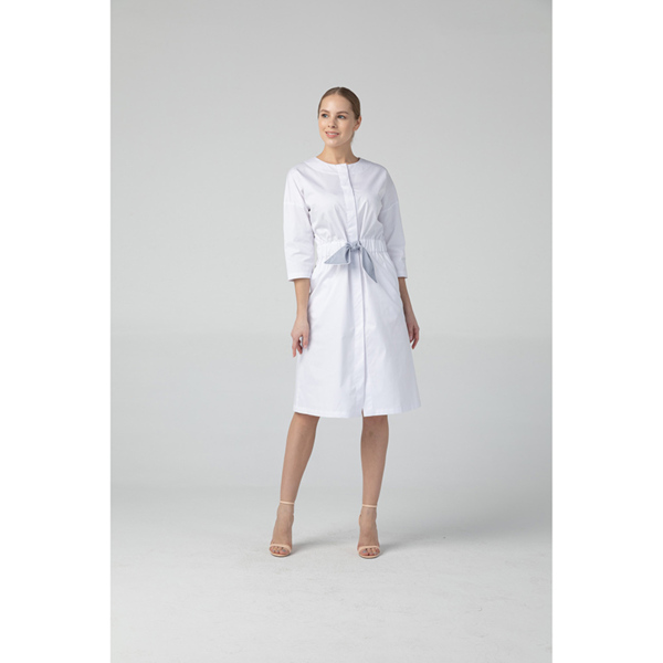 Платье Dr. Nice с серым поясом, белый, 48 - фото 0