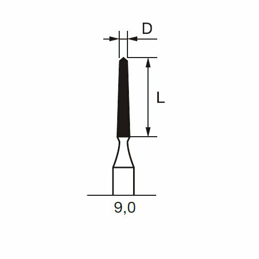 Бор твердосплавный Линдеманна CB 161, хирургический, торпеда коническая, D=1.6 мм, L=9.0 мм, HP, синий - фото 1