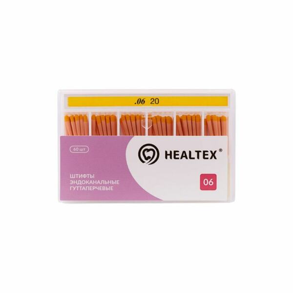 Штифты гуттаперчевые Healtex, для пломбирования корневых каналов, без маркировки длины, №20/.06, 60 шт - фото 0