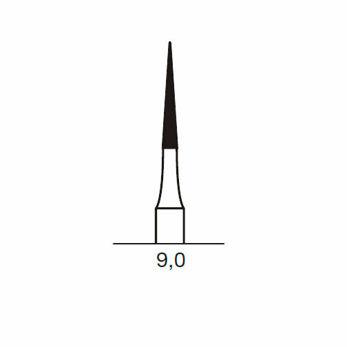 Финишный твердосплавный бор CF 135, конус безопасный конец, D=1.4 мм, L=9.0 мм, FG, синий - фото 1