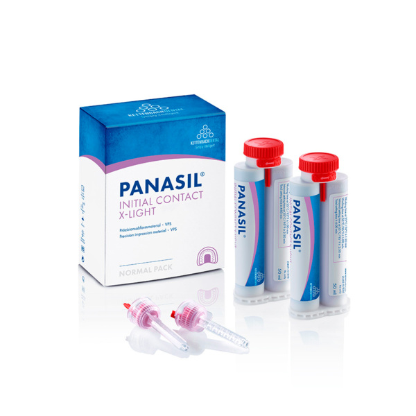 Panasil initial contact X-Light Normal pack - корригирующий материал на основе А-силикона, 2x50 мл + 8 смесителей