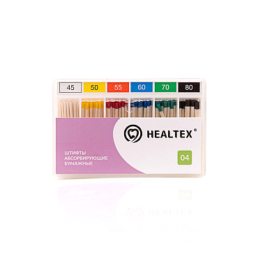 Штифты абсорбирующие бумажные Healtex, конусность 04, размеры: 45, 50, 55, 60, 70, 80, 17 шт - фото 0