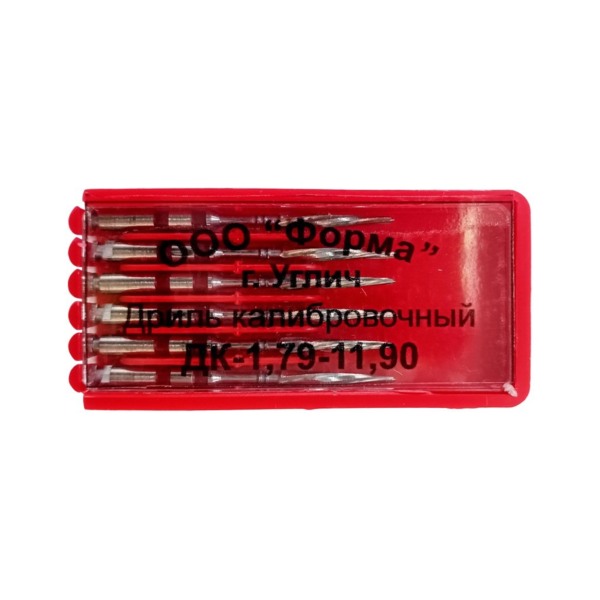 Дриль калибровочный ФОРМА ДК, для установки титановых штифтов (308S, 308L), D=1.79 мм, L=11.90 мм, сталь, 6 шт - фото 1