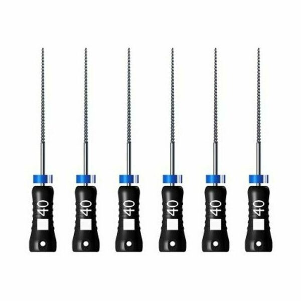 Файлы ручные FKG К-Files, для зондирования и прохождения каналов, стандартная ручка, 25 мм, №40/.02, сталь, 6 шт - фото 0