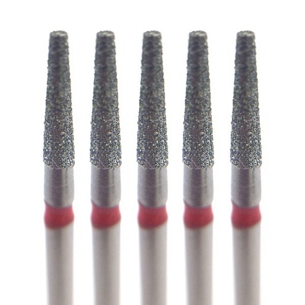 Бор алмазный 846F, конус усеченный, D=1.6 мм, L=6.0 мм, FG, красный, 5 шт - фото 0