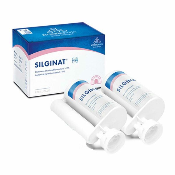 Эластомерный А-силикон Kettenbach Silginat, для высокоточных оттисков, среднетекучий, аддитивный, розовый, 2x380 мл - фото 0