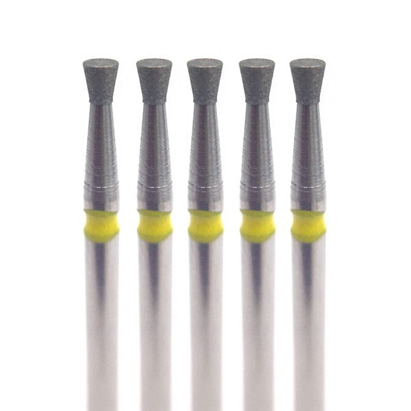 Бор алмазный 805EF, конус обратный, D=1.6 мм, L=1.5 мм, FG, желтый, 5 шт - фото 0