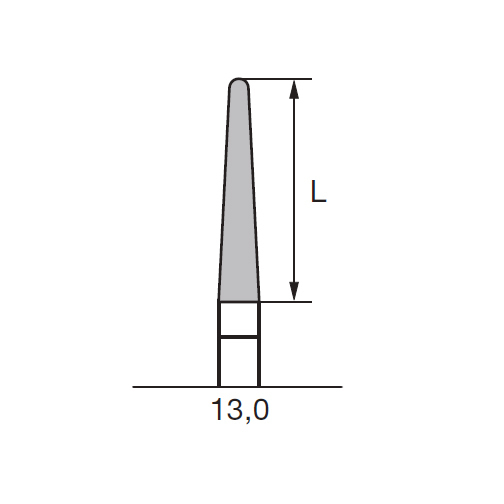 Бор твердосплавный CC 261 FX, конус закругленный, D=2.3 мм, L=13.0 мм, HP, красный - фото 1