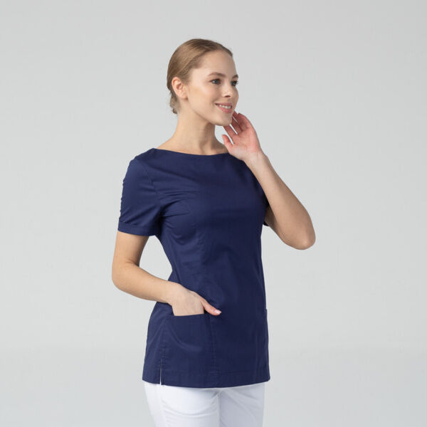 Туника женская Dr. Nice с молнией сзади, короткий рукав, синий, 52 - фото 2