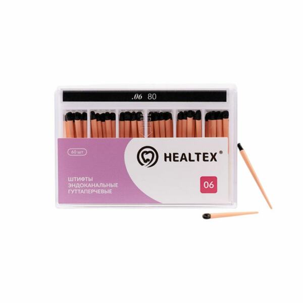 Штифты гуттаперчевые Healtex, для пломбирования корневых каналов, без маркировки длины, №80/.06, 60 шт - фото 0