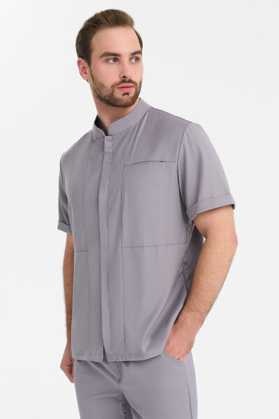 Рубашка мужская на молнии Тезис TZ700, серо-бежевый, 58 - фото 2