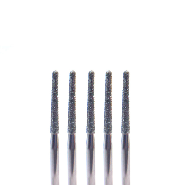 Бор алмазный 850, конус закругленный, D=1.4 мм, L=10 мм, FG, желтый, 5 шт - фото 0