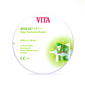 VITA YZ XT White - экстра транслюцентный цирконий (диоксид циркония), неокрашенный (белый), 98,4х14 мм - фото 0