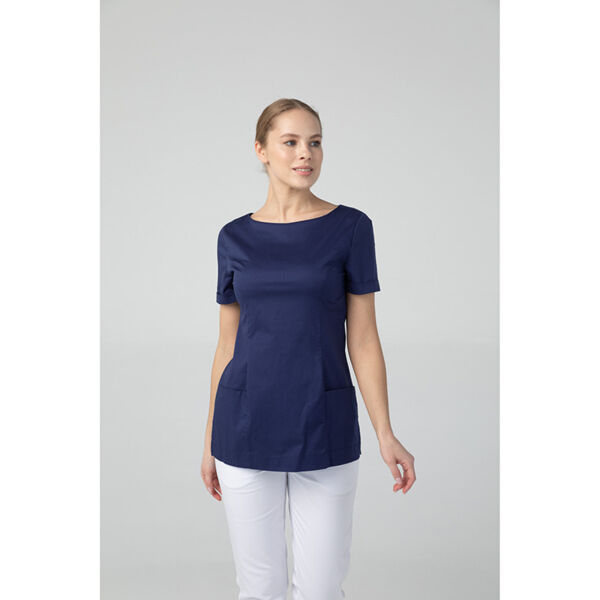 Туника женская Dr. Nice с молнией сзади, короткий рукав, синий, 52 - фото 3