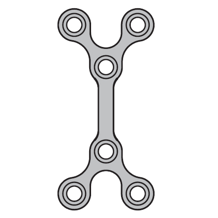 Мини-пластина низкопрофильная, Х-образная, длинная, толщина 0.6 мм