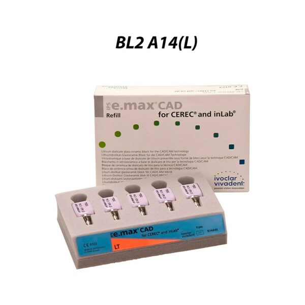 IPS e.max CAD CEREC/inLab LT - блоки из стеклокерамики, цвет BL2 A14 (L), 5 шт - фото 0