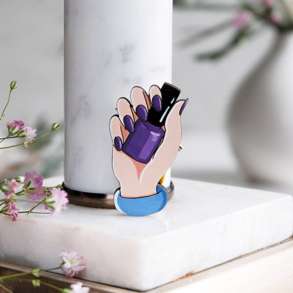 Значок "Маникюр лак", фиолетовый - фото 1