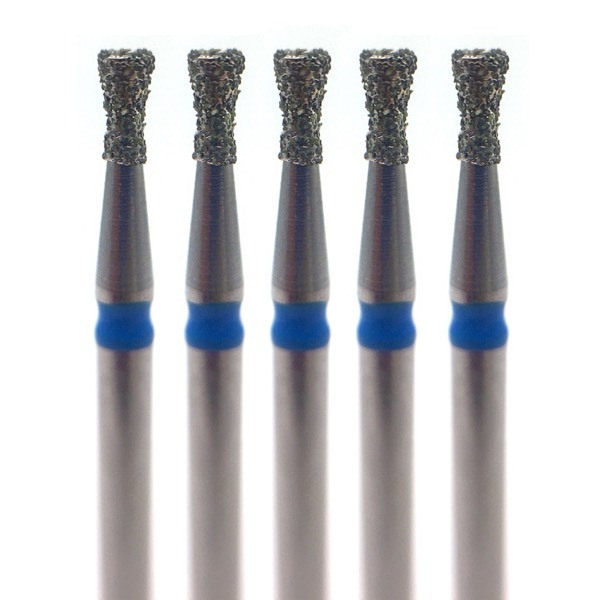 Бор алмазный 806, конус обратный с воротником, D=1.4 мм, L=3.0 мм, FG, синий, 5 шт - фото 0