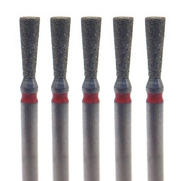 Бор алмазный 807F, конус обратный, D=1.8 мм, L=4.0 мм, FG, красный, 5 шт - фото 0