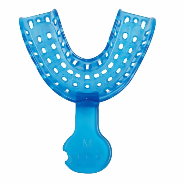 Ложка оттискная Seil Global Plastic Tray, полная, перфорированная, нижняя челюсть, размер M, пластик, синий, 1 шт - фото 1