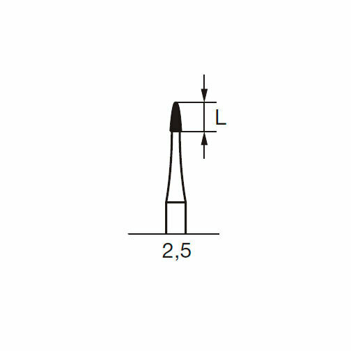 Бор твердосплавный CB 59, конус закругленный, D=1.0 мм, L=2.5 мм, FG, синий - фото 1