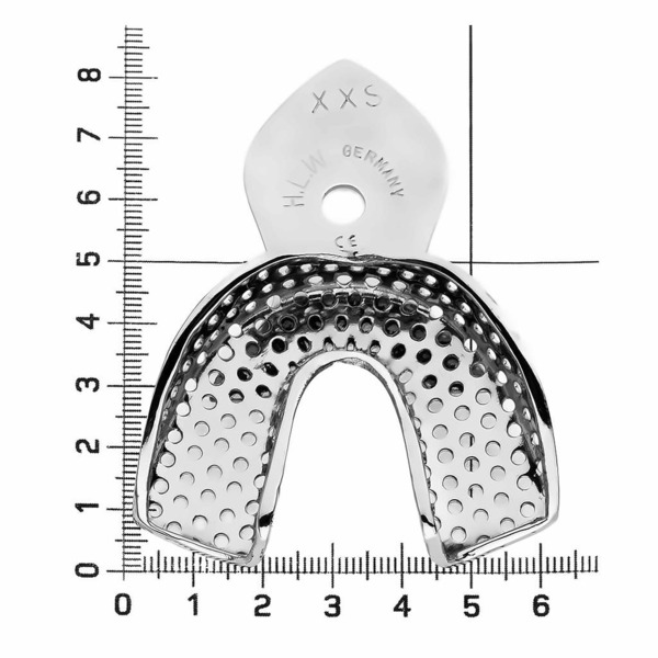 Ложка оттискная HLW, полная, перфорированная, нижняя челюсть, размер XXS, сталь, 1 шт - фото 1