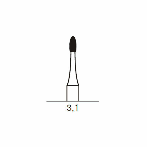 Финишный твердосплавный бор CF 379, олива, D=1.4 мм, L=3.1 мм, FG, синий - фото 1