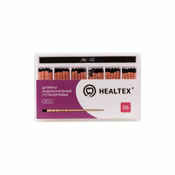Штифты гуттаперчевые Healtex, для пломбирования корневых каналов, с маркировкой длины, №40/.06, 60 шт - фото 0