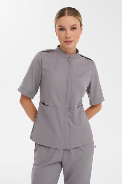 Рубашка женская на молнии Тезис TZ400, серо-бежевый, 44 - фото 0