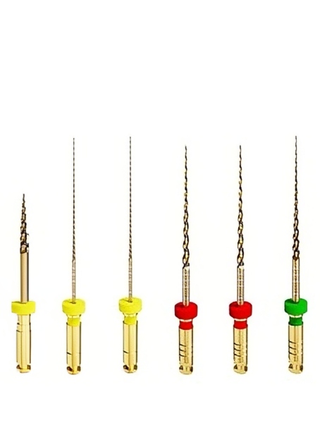 Файлы машинные Eurofile MG3 Gold (аналог Soco SC Pro), стерильный, для прохождения и очищения каналов, 31 мм, набор (17/.12, 19/.02, 20/.04, 25/.04, 25/.06, 35/.04), никель-титан, 6 шт - фото 0