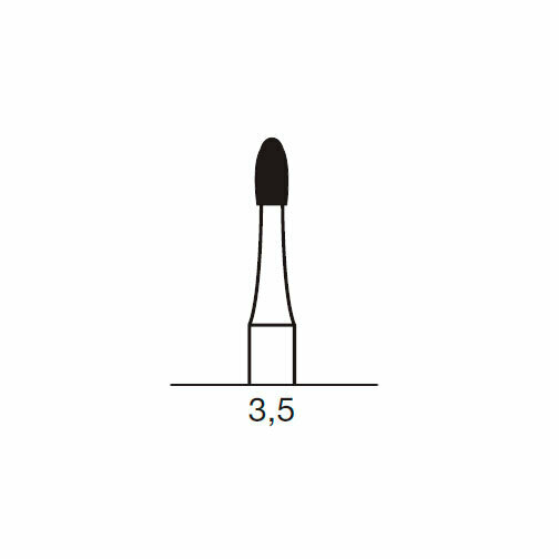 Финишный твердосплавный бор CF 379, олива, D=1.8 мм, L=3.5 мм, RA, синий - фото 1