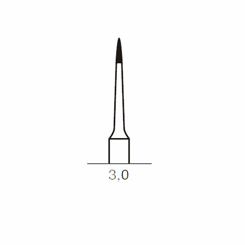 Финишный твердосплавный бор CF 132, конус безопасный конец, D=0.8 мм, L=3.0 мм, FG, синий - фото 1