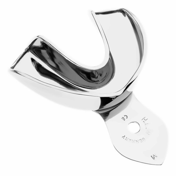 Ложка оттискная HLW, полная, без перфорации, нижняя челюсть, размер M, сталь, 1 шт - фото 0