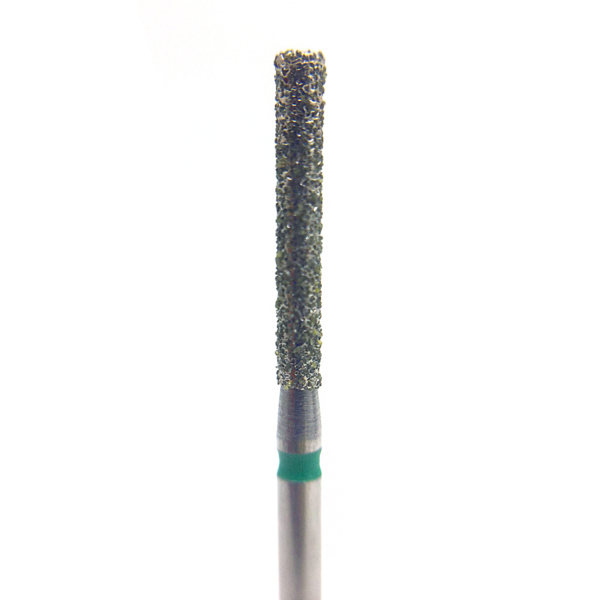 Бор алмазный 837XL, цилиндр плоский, D=1.4 мм, L=10.0 мм, FG, зеленый, 5 шт - фото 0