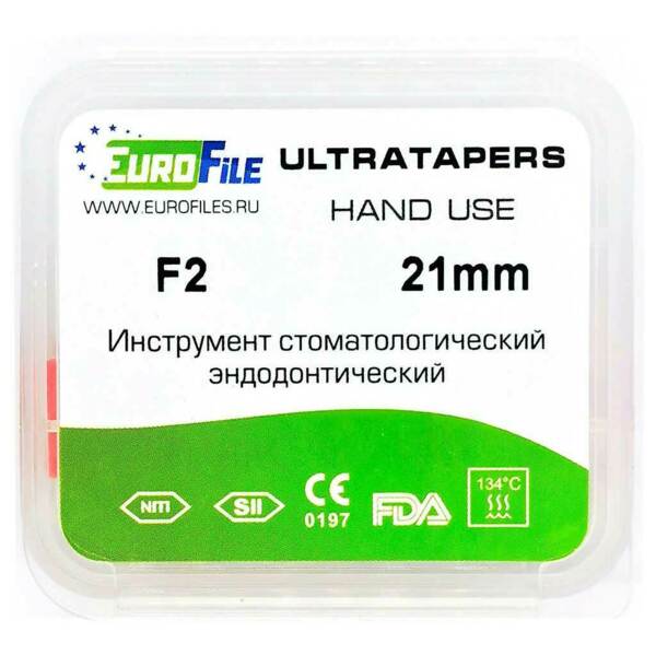 Файлы ручные Eurofile Ultratapers, для обработки корневого канала, 21 мм, №F2, никель-титан, 6 шт - фото 2