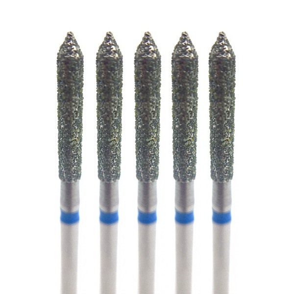 Бор алмазный 886, цилиндр остроконечный, D=1.6 мм, L=10.0 мм, FG, синий, 5 шт - фото 0