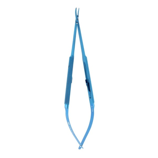 Иглодержатель Микрохирургические технологии, микрохирургический, титановый, для иглы 6/0, 7/0, изогнутый, ручка S=8,5 мм, B=1,0 мм, L=180 мм, замок U, 1 шт - фото 0