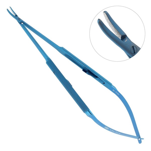 Иглодержатель микрохирургический, изогнутый, 1 мм, длина 180 мм - фото 0