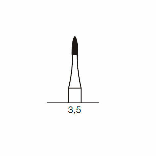 Финишный твердосплавный бор CF 46, пуля, D=1.2 мм, L=3.5 мм, FG, синий - фото 1