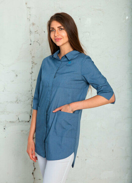 Рубашка женская на кнопках, деним, 46 - фото 0