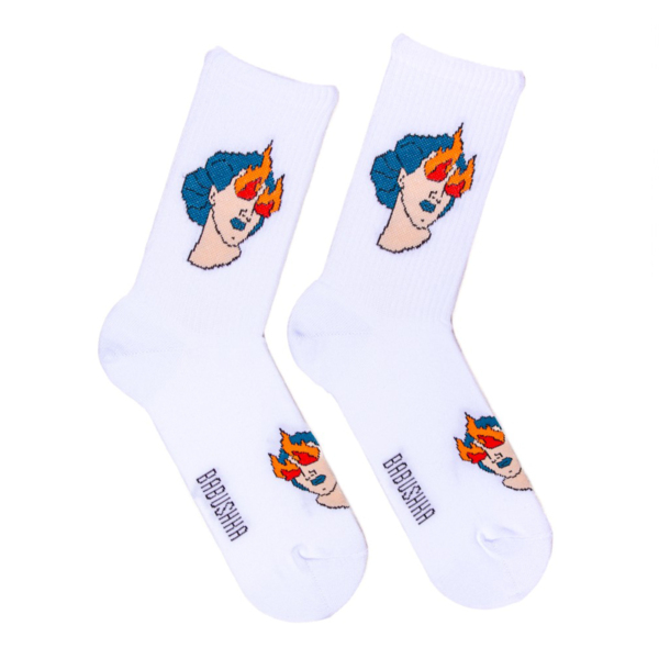 Носки мужские, "Огонь в глазах", белый, 41-45 - фото 0