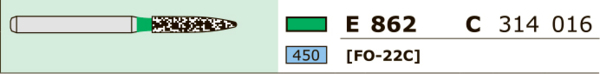 Бор алмазный Ecoline E 862, пламя, D=1.6 мм, FG, зеленый, 1 шт - фото 2