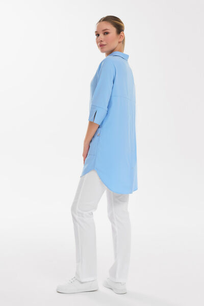 Рубашка женская на кнопках Тезис TZ450, голубой, 42 - фото 3