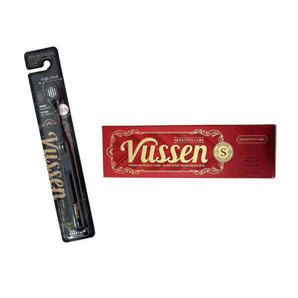 Комплект зубная паста Vussen S + щетка Vussen "Double-Wide", чёрная - фото 0