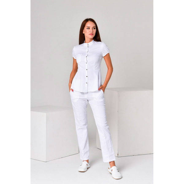 Брюки женские со стрелками, белый, 44 - фото 0