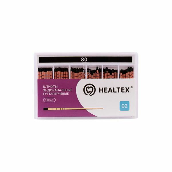 Штифты гуттаперчевые Healtex, для пломбирования корневых каналов, с маркировкой длины, №80/.02, 120 шт - фото 0