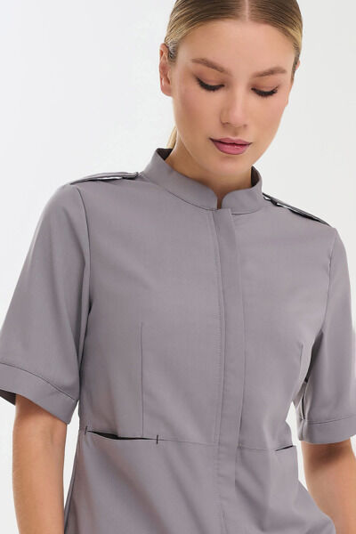 Рубашка женская на молнии Тезис TZ400, серо-бежевый, 52 - фото 1