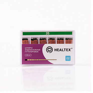 Штифты эндоканальные гуттаперчевые Healtex, с маркировкой длины, конусность 02, размер 35, 120 шт - фото 0