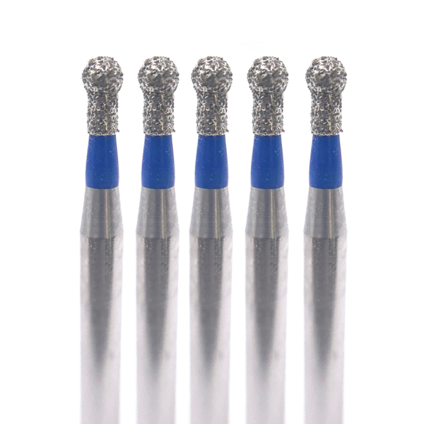 Бор алмазный Ecoline E 802 M, шаровидный с воротником, D=1.2 мм, FG, синий, 5 шт - фото 0