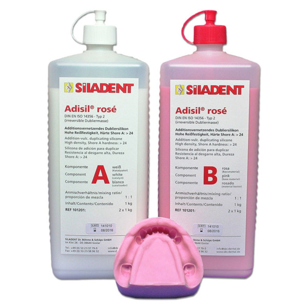 Adisil pink 1:1 - дублирующий силикон дополнительного отверждения, розовый, 2х25 кг - фото 0